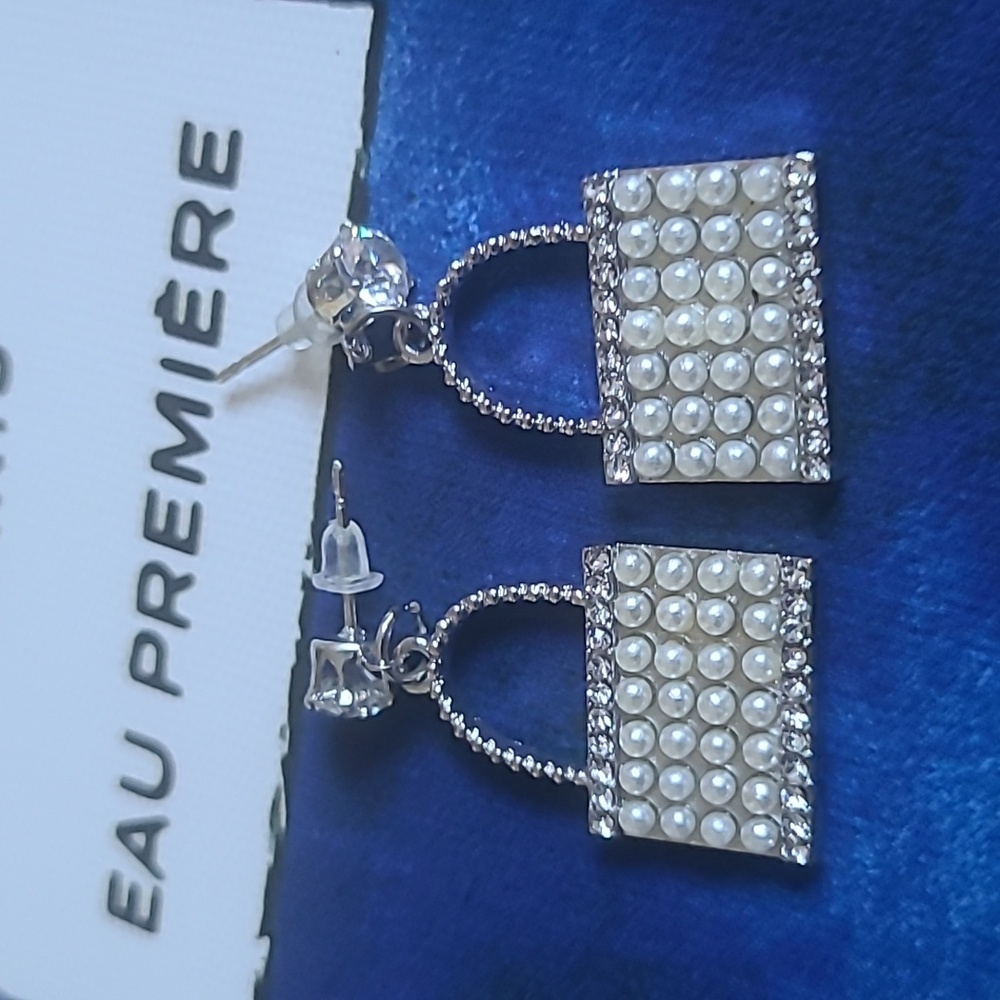 Brand New Rhinestone & Pearl Dangle Earrings
